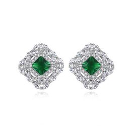 Stud Earrings For Women Girls Green Stone Cubic Zircon Crystal Fashion Jewellery Dating Party Christmas Gift Brincos