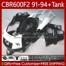 Body +Tank For HONDA CBR600 CBR 600 F2 FS CC 600F2 91 92 93 94 White black Bodywork 63No.81 CBR600F2 CBR600FS 600CC 1991 1992 1993 1994 600FS CBR600-F2 91-94 Fairings Kit