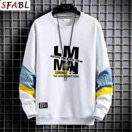 SFABL Fashion Patchwork Sweatshirt Men Pullover Streetwear Hoodies Hip Hop Hoodie Youthful Trend 's Tops Stylish 210813
