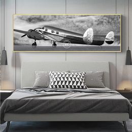 Retro Aircraft Canvas Art Abstract Blank and White Posters and Prints Aeroplane Painting Wall Picture for Living Room Home Decor