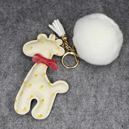 New cute creative cartoon deer Keychain hairball Keychain keychain accessories