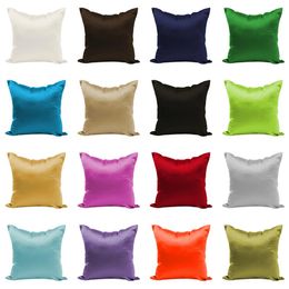45*45cm MultiColors Square Throw Pillowcase Silk Satin Cotton Linen Sofa Cushion Pillow Cases Cover Home Textile