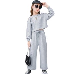 Girls Clothes Solid Sweatshirt + Pants Girl Casual Style For Teenage Autumn Spring Children's Suits 210527