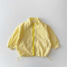 Girls Candy Color Sunscreen Jacket Summer Thin Children Coat Loose Kids Boys Zipper 0-5 Year Clothing 211011
