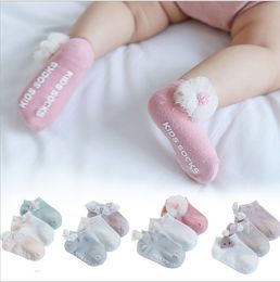3 Pairs/lot 0 to 3 year Spring Summer Baby Socks Solid Colour Infant Baby Floor Socks Soft Cotton Anti-slip Boat Socks For Girls