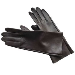 Men's Single Layer Real Leather Gloves Men's Medium Long Sheepskin Gloves Motorcycle Gloves Fashion 28cm Basic H1022