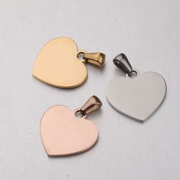 2cm Stainless Steel Heart Shape Gold Silver Plated Charms Pendant Tags Fashion Jewellery For Lover Necklaces