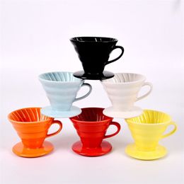 Ceramic Reusable Coffee Drip Filter Cup Heat Resistant V60 Style Dripper 2/4Cups Separate Stand For Pot 210423