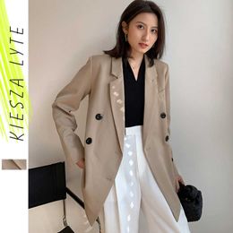 Women Spring Fashion Blazer Jacket Khaki Ladies Business Solid Work Jackets Female Outerwear Tops Streetwear 210608