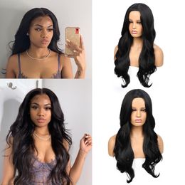 Long Headband Wigs for Black Women Natural Looking Wavy Synthetic Wig with Heat Resistant 28 inches