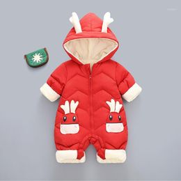 Jumpsuits Born Winter Clothes Baby Girls Boy Snowsuit Romper Hooded Deer Ear Thick Jumpsuit Windproof Jacket Kids Overall Child