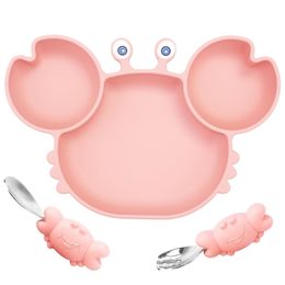 Qshare Silicone Baby Dishes for Children's Tableware Plate Non-slip Feeding Bowl BPA Free 211026
