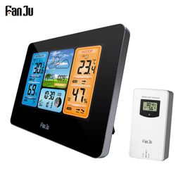 FJ3373 Multifunction Digital Weather Station LCD Alarm Clock Indoor Outdoor Weather Forecast Barometer Thermometer Hygrometer 210719