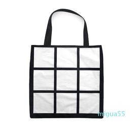 Sublimation White Blank DIY 9 Grid Peach skin velvet Tote Bag Single Sides Heat Transfer Shopping bag