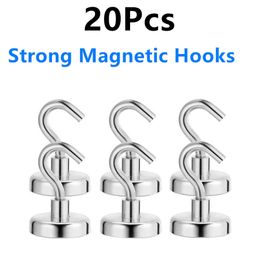 20Pcs Strong Magnetic Hooks Heavy Duty Wall Hooks Hanger Key Coat Cup Hanging Hanger for Home Kitchen Storage Organisation 210609