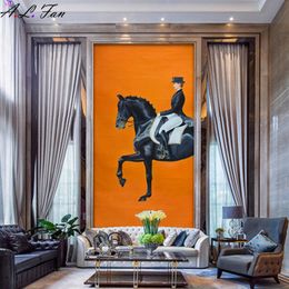 Peintures Moderne Classic Orange Racehorse Toile Sans personnage Cool Wall Art HD, Imprimer, Affiches pour salon, Intérieur, Bureau, Décoration de la maison