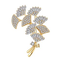 Pins, Brooches Vintage Ginkgo Brooch Transparent Rhinestone Wedding Bridesmaid Leaf Dress Jewellery Female