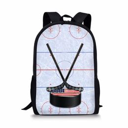 School Bags Cute Ice Hockey 3D Prints For Boys Teenager Girls Kids Backpacks Student Book Bag Travel Bagpack Mochila Escolar