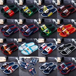 European Cup Football star Sports Slippers Brand designer Colour printing Mens Rubber Sandals Beach Slide Non-slip Flip Flops Indoor outdoor Shoes Size 40-45