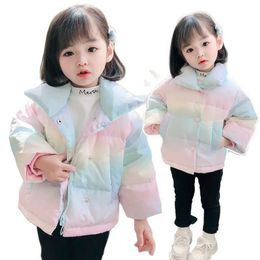 1-7Yrs Rainbow Warm Girls Cotton Padded Down Jackets Autumn Children Coats Kids Baby Winter Clothes Overcoats Thicken Outerwears H0909