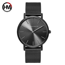 Japan Quartz Movement Stainless Steel Mesh Top Luxury Waterproof Men Ultra Thin Simple Wristwatch Fashion Casual Watches 210527