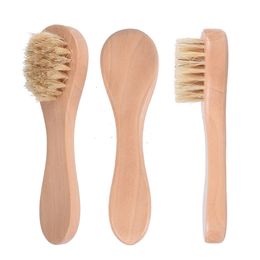 Natural Bristles Cleansing Brush Portable Facial Exfoliating Massage Brushes Household Bathroom Supplies