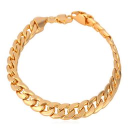 Men Women Tennis Cuban Link Bracelet Gold 7mm Wide Miami Curb Chain Wrist Bracelets Good Gift