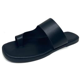 Vintage Black Sandals Women Summer Slipper Slides Women Sandals Summer Fashion Square Separated Toe Slippers Casual Beach Flip Flops ADFGAHH