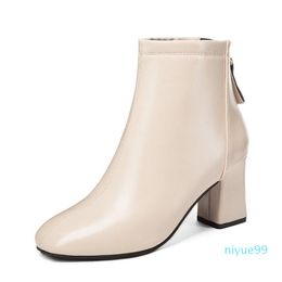 Boots Shoes White Mid-Calf Winter Footwear Luxury Designer Zipper Boots-Women Round Toe Low Med 2021 Rock Fashion Ladies Mid Cal