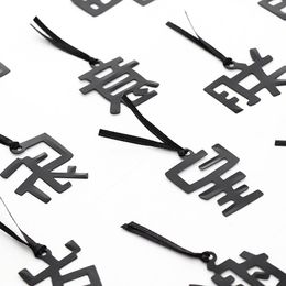 Bookmark 4PCS/set Black Court Culture Chinese Characters Plastic Pendant Paper Book Mark Student Stationery Kids Rewards