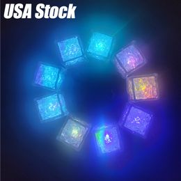 (США сток) Светодиодные кубики льда светильники многоцветные жидкие датчики ледяные кубики лампы светильники света для барной свадьбы на Распродаже