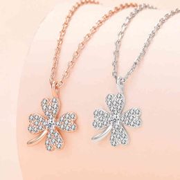 Clover Necklace Women's Fashion Korean Lucky Grass Zircon Pendant Net Red Clavicle Chain Jewellery