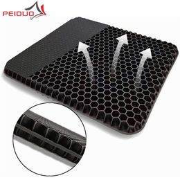 PEIDUO Gel Seat Cushion Black Enhanced Double Non-Slip for The Car or Office Chair Sciatica & Back Pain Relief 211203