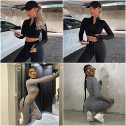 Women 5 PieceTracksuits Workout Set Athletic Outfits Seamless Yoga Leggings with Sports Bra Gym Tracksuits Set