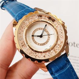Brand Watches Women Girl Crystal Style Leather Strap Quartz Luxury With Logo Wrist Watch CHA13