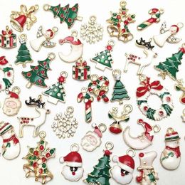 Charms Metal Christmas Pendant Ornaments Beads For Jewelry Making DIY Bracelet Earrings Xmas Gift Tree Elk Santa Claus Snowman