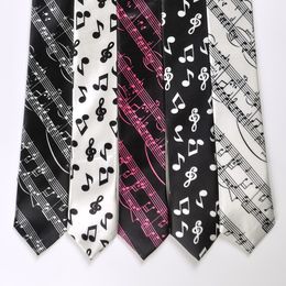 Men's Music Tie Polyester Neck Tie Musical Note Printed Colorful Narrow Weeding Party Concert Gift