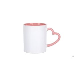 NEWDIY Sublimation 11oz Ceramic Mug with Heart Handle 320ml Cups with Colourful Inner Coating Special Water Bottle Coffee sea shipping CCD831