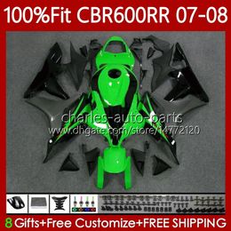 OEM Bodys For HONDA CBR 600 RR CC F5 600CC 2007 2008 Bodywork 70No.110 CBR600 RR CBR 600RR 600F5 Green blk CBR600RR 07 08 CBR600F5 2007-2008 Injection Mould Fairings