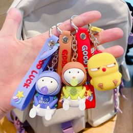 New Little Yellow Chicken Keychain Cute Cartoon Epoxy Doll Car Key Ring Piece School Bag Ornament Small Gift G1019