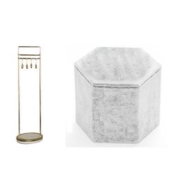 marble rings UK - Jewelry Pouches, Bags Display With Marble Stand & Earrings Necklace Rack Storage Box Ring Large