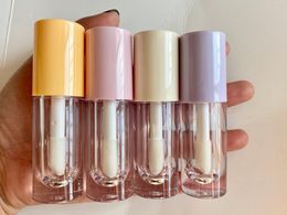Storage Bottles & Jars 50/100pcs 6.5ml Purple,Pink,Yellow,Beige,Whit Lids Clear Lip Gloss Tubes Transparent Glaze Wand Cosmetic Lipgloss Con