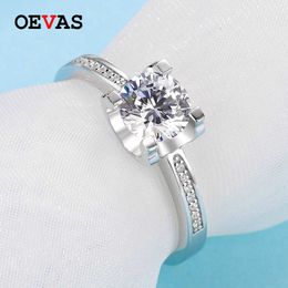OEVAS Real Colour Moissanite Wedding Rings For Women 18K White Gold Colour 100% 925 Sterling Silver Bridal Fine Jewellery