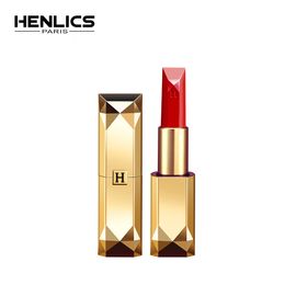 HENLICS Luxury Matte Lipstick Nude Red Lips Makeup Smooth Velvet Silky Texture 65% Rose Essential Oil Acid Lip Stick
