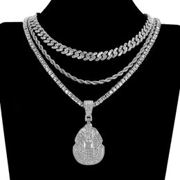 Chains Personality Iced Out Rhinestone Pharaoh Pendant Cuban Rock Hip Hop Chain Necklace Jewellery Men's And Women's Ingenuity Gifts