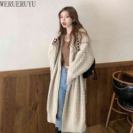 WERUERUYU Sweater Women Cardigan Cardigans Europe warmn Solid Colour Long Thick Winter Clothes Women 210608