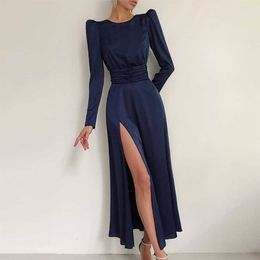 Ocstrade Runway Sexy Backless Blue Long sleeve Bodycon Dress Autumn Women Lace Up es Club Party Evening 210527