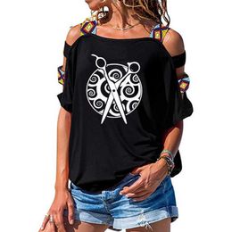 New Hairdressing Beauty Salon funny T-Shirt Women Loose Cotton Short Sleeve Female T-shirts Fashion Hollow Out Shoulder Tees X0628