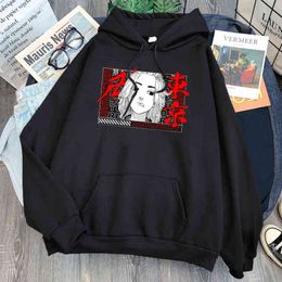 Tokyo Revengers Cartoon Print Hoodie Man Casual Fleece Warm Hooded Sweatshirts Japan Anime Harajuku Vintage Pullover Hoodies Men H1227