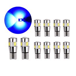 10Pcs/Lot Blue Car Bulbs Canbus T10 W5W 5630 6SMD Led For Auto Licence Plate Light Clearance Lamp 12V